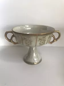 Loft Doppelgriff Fuß, schillernde Schüssel Tasse Japan 3,6 Zoll hoch, 6 Zoll W - Bild 1 von 8