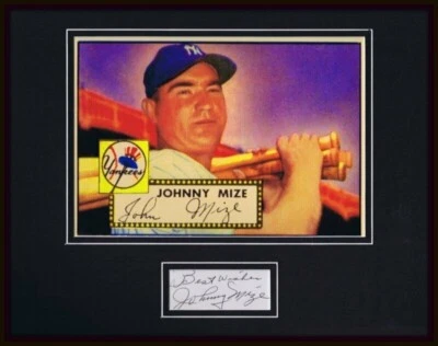 Johnny Mize Signed Framed 11x14 Photo Display JSA 1952 Yankees - Image 1 of 2