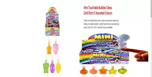 12 Mini Touchable Bubble Tubes (3ml/5cm) 5 Assorted Colours(T01804) - Picture 1 of 1