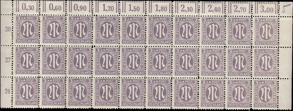 SAVOYSTAMPS - Germany-Allied Issued Occupational Post WWll-3 P-Block of 15-MINT - Image 1 of 1