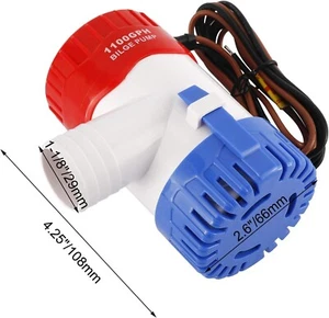 Bomba de sentina sumergible marina eléctrica 12V 1100GPH bote marino yate manguera 29 mm - Imagen 1 de 8