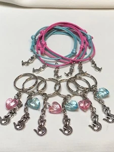 Mermaid friendship Bracelets & Keyrings party bag fillers, tombola, X 12 Pieces - Picture 1 of 6