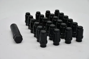 Set 24 ET Spline Lug Nut Kit Black 12mm x 1.5 1.4" Tall M12x1.5 Extended Thread - Picture 1 of 4