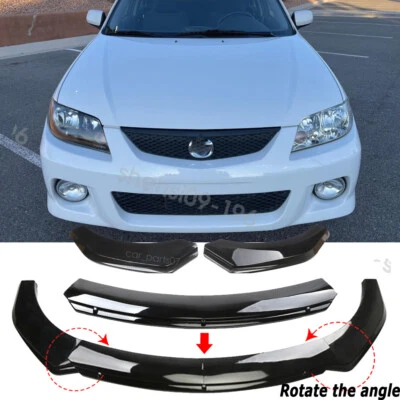 For 98-03 Mazda Protege 323 Gloss Front Bumper Lip Splitter Spoiler Body Kit - Image 1 of 4