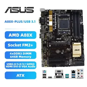 ASUS AMD A88X Motherboard A88X-PLUS/USB 3.1 FM2+ DDR3 for AMD Athlon/A-series - Picture 1 of 9