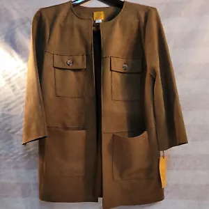 Ruby Rd Faux Suede Jacket Overcoat Lined Brown Copper Fall Woman Size 8 - Picture 1 of 8