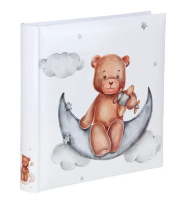 IDEAL TREND Bear & Moon Fotoalbum 30x30 cm 100 weiße Seiten Baby Kinder Foto Album Fotobuch