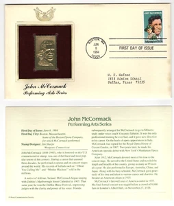 2090 John McCormack FDC, GOLDEN REPLICA, Addressed, POF - Picture 1 of 4