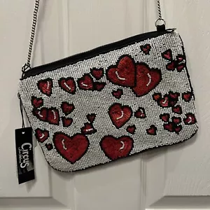 Sam Edelman Circus Beaded Crossbody Bag/Clutch/Purse BoHo NWT Black Hearts - Picture 1 of 6