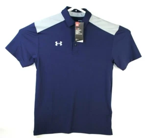 $55 Under Armour Heat Gear Short Sleeve Navy Shirt Mens Performance Polo NEW M - Picture 1 of 5