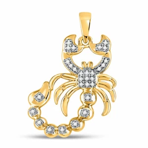 10kt Gelbgold Herren runder Diamant Skorpion Charm Anhänger 1/10 cttw - Bild 1 von 1