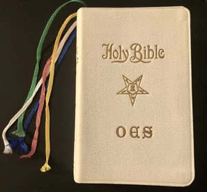 VTG 1941 Order of the Eastern Star Masonic KJV Pocket Holy Bible White Leather - Bild 1 von 8