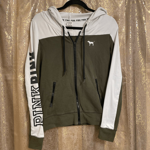 UNDERCOVER Felpa con cappuccio ROSA Victorias Secret verde oliva bianca cerniera XS