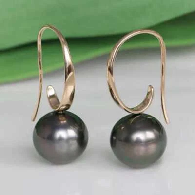 Pendientes enormes de perlas con caparazón azul pavo real de 16 mm aro de 18 quilates oficina personalizada Foto 1 de 3