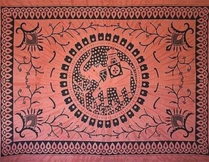 "Elephant Mandala" Tapestry - 69 x 108 - Red - FREE SHIPPING - Picture 1 of 2
