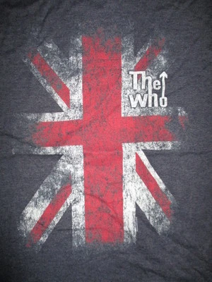 Retro The WHO w British Flag (LG) T-Shirt DARK GRAY PETE TOWNSHEND ROGER DALTREY - Image 1 of 2