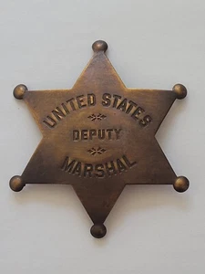 Insignia occidental coleccionable del viejo oeste liso 3" latón mariscal adjunto de los Estados Unidos - Imagen 1 de 2