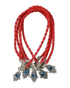 Abgeteilte Menge 5 HAMSA HÄNDE gegen den BÖSEN BLICK ROT Kordel-Armband - Bild 1 von 8