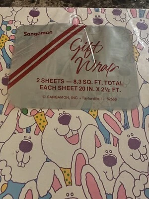 Vintage Easter Wrap Easter Bunny/Egg Sangamon WrappingPaper  2 Sheets Rare - Image 1 of 4
