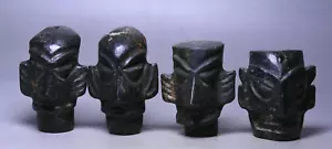6.5cm Old Hongshan Culture Meteorite Iron Stone Sanxingdui People Head Mask Set - Picture 1 of 9