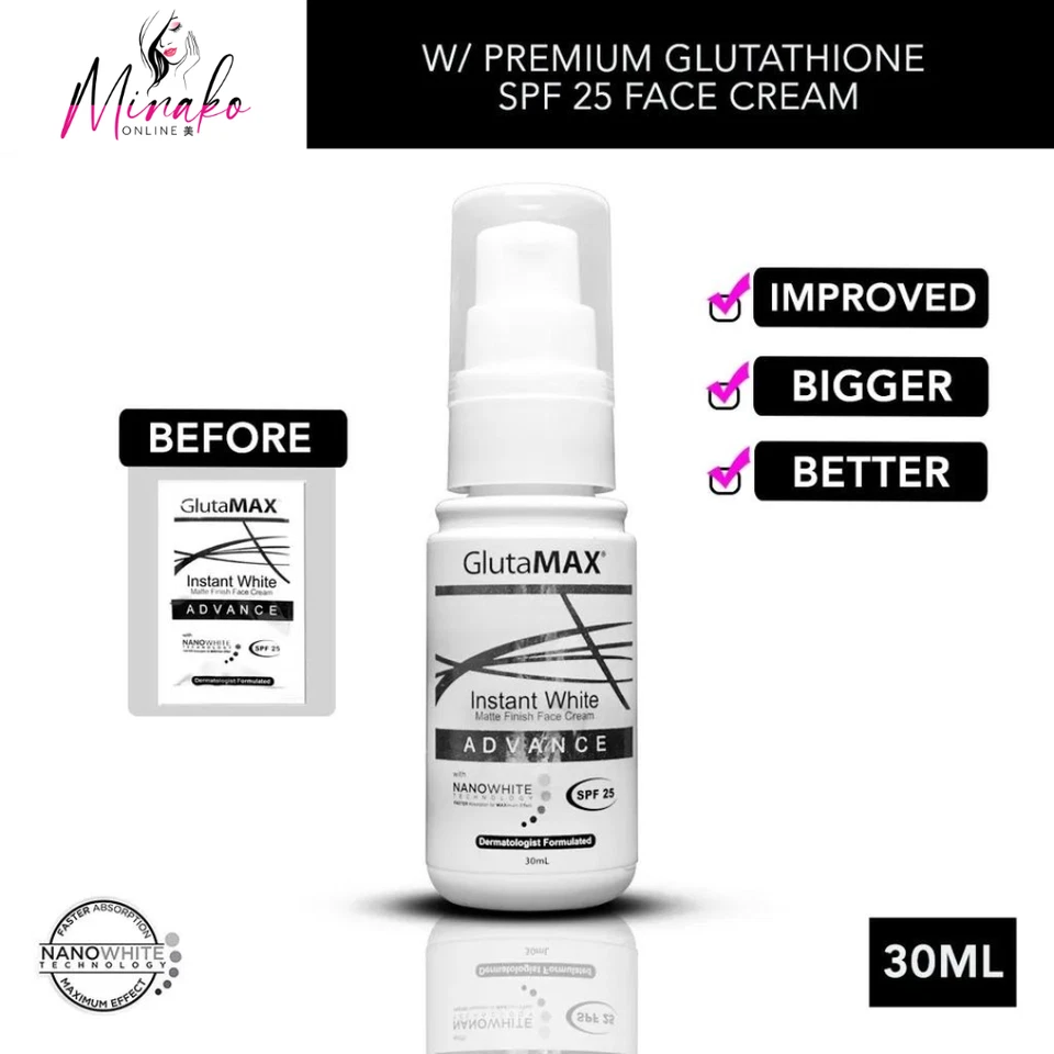 GlutaMAX Instant White Matte Finish Face Cream SPF25 30ml Lightening