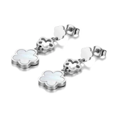 Orecchini con Fiori pendenti Da Donna in acciaio Argento, Oro, Oro Rosa - Immagine 1 di 3