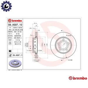 2x BRAKE DISC 09.A597.11 FOR VW AZM 2.0L AWM 1.8L AVF 1.9L 4cyl PASSATAZX 2.3L - Picture 1 of 10