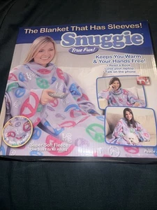 Allstar Snuggie PEACE & LOVE Peace Sign Fleece Blanket Vintage Purple NOS 2010 - Picture 1 of 5