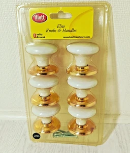 Hiatt Hardware Elite Knobs & Handles Wardrobe Knob 2'' White and Gold x6 518561 - Picture 1 of 7