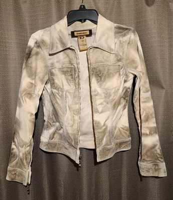 Jaqueta feminina Bebe vintage tamanho XS bege com zíper Y2K sensação aveludada ao tecido - Imagem 1 de 4