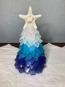 Sea Glass Christmas Tree - Handcrafted Mini Christmas Tree, Table Centerpiece - - Picture 1 of 4