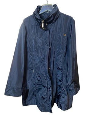 NWOT ELLEN TRACEY TRENCH RAINCOAT BLACK ANIMAL PRINT INSIDE GOLD TONE Women 3X - Image 1 of 4