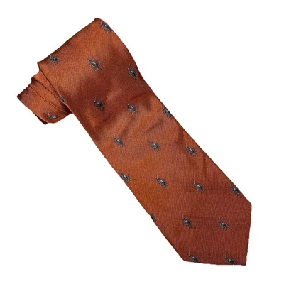 Polo Ralph Lauren Hombre Naranja Corbata Pony Caballo Logo Toda Italia Ecuestre Foto 1 de 4