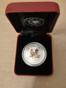 2005 Australian Lunar Year of the Rooster 1/2oz Silver Coloured Coin - PM - Picture 1 of 3