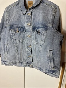 GAP Damen Trucker Jeansjacke Classic Blue Denim Größe XL Distressed - Bild 1 von 4