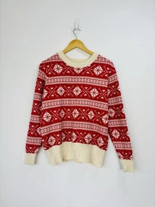 Maglione natalizio Joanie donna taglia media rosso panna Fair Isle maglione girocollo - Foto 1 di 7