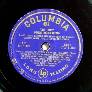 Various Artists- Columbia Records Hi-Fi Plus Demonstration Record 7" 33 rpm 1954 - Picture 1 of 1