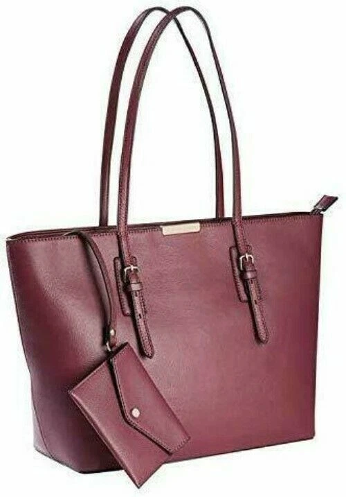 Hilary Radley Leather Jane Tote with 1 Removable Pouch, Bordeaux - Image 1 of 1