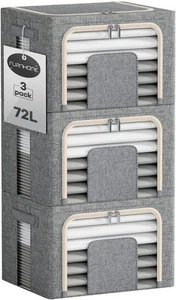 3 Pack Clothes Storage Organizer, Large Storage Bins for Closet, Foldable Clo... - Picture 1 of 7