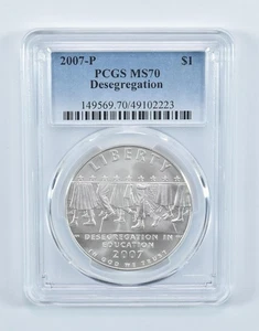 2007-P Desegregation Commemorative Dollar MS70 PCGS Blue Label *3197 - Picture 1 of 5