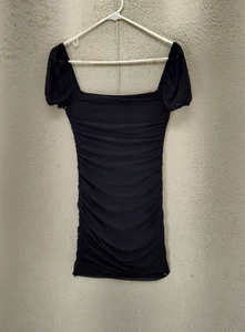 Prinzessin Polly Damen Kleid 6 schwarz Nylonmischung quadratischer Ausschnitt gerafft figurbetont Mini - Bild 1 von 18