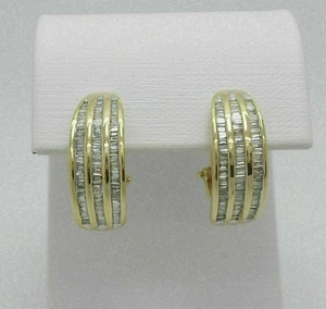 2.50Ct Lab-Created White Diamond Omega Back Hoop Earrings 14K Yellow Gold Over - Picture 1 of 3