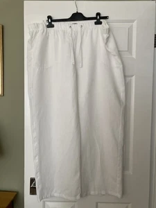 M&S White Linen Trousers Size 22 VGC - Picture 1 of 5