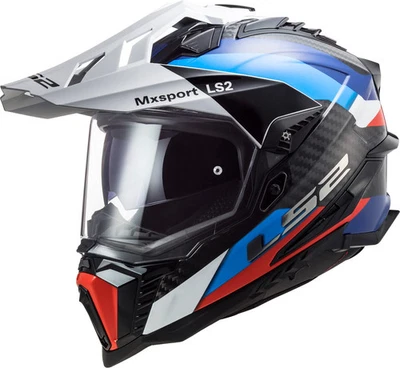 LS2 Explorer Carbon Adventure Motorcycle Helmet Frontier Gloss Black/Blue XL Foto 1 de 4