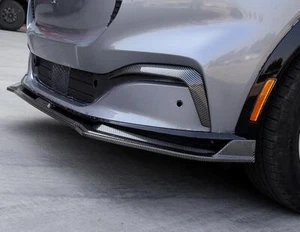 2021-22 For Ford Mustang Mach-E Carbon Fiber ABS Front Bumper Lip Splitter 3PCS - Picture 1 of 8