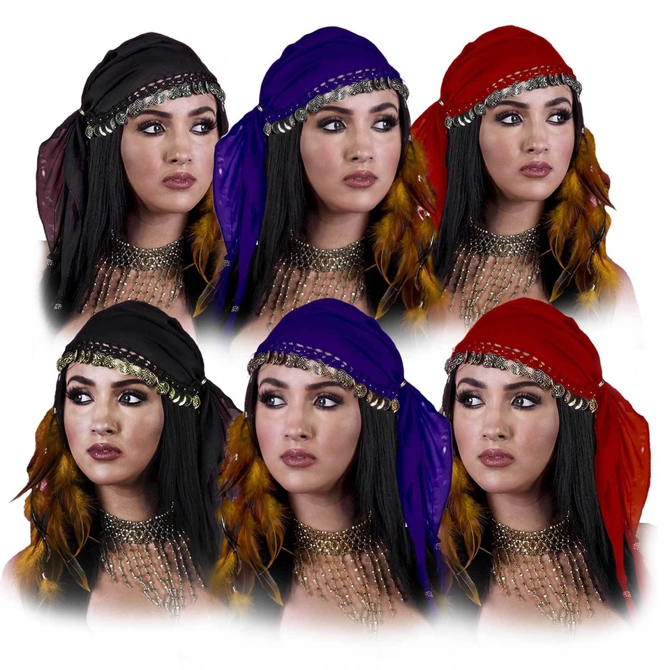 Mujeres Gitana Bailarina del Vientre Festival Místico Adivino Disfraz Pañuelo en la Cabeza Foto 1 de 1