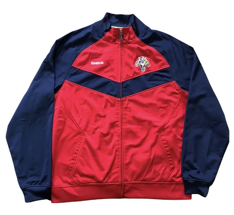 REEBOK CENTER ICE COLLECTION FLORIDA PANTHERS SWEATER FULL ZIP RED NHL SIZE LG Cover