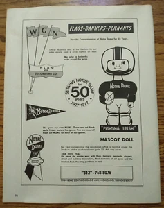 WGN Flag & Decorating Notre Dame Football Program 1977 Print Ad Pennants Mascot - Picture 1 of 1