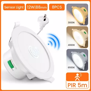 LED DOWNLIGHT KIT 10W 12W PIR MOTION SENSOR & NON SENSOR 3CCT FLAT 90mm IP44 - Picture 1 of 16