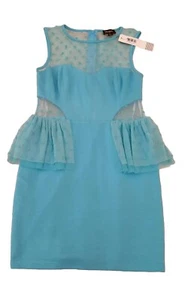 Rockabilly Style Dress Aquamarine BLUEJUICE Sexy Cutout Peplum NWT Size 10 - Picture 1 of 11